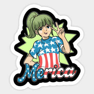 Merica Anime Girl Otaku USA Flag Patriotic Sticker